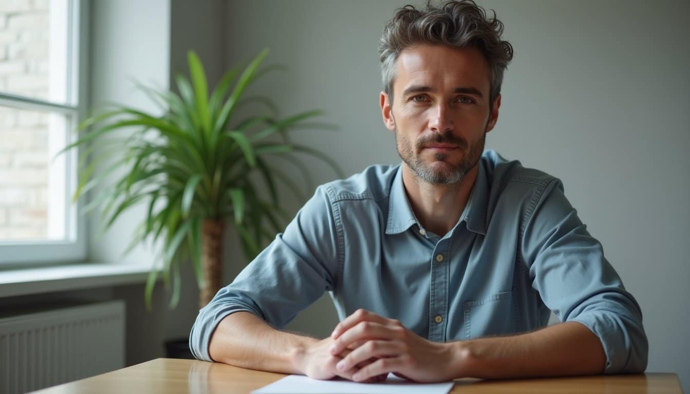 A man looking in the Camera with a serious look